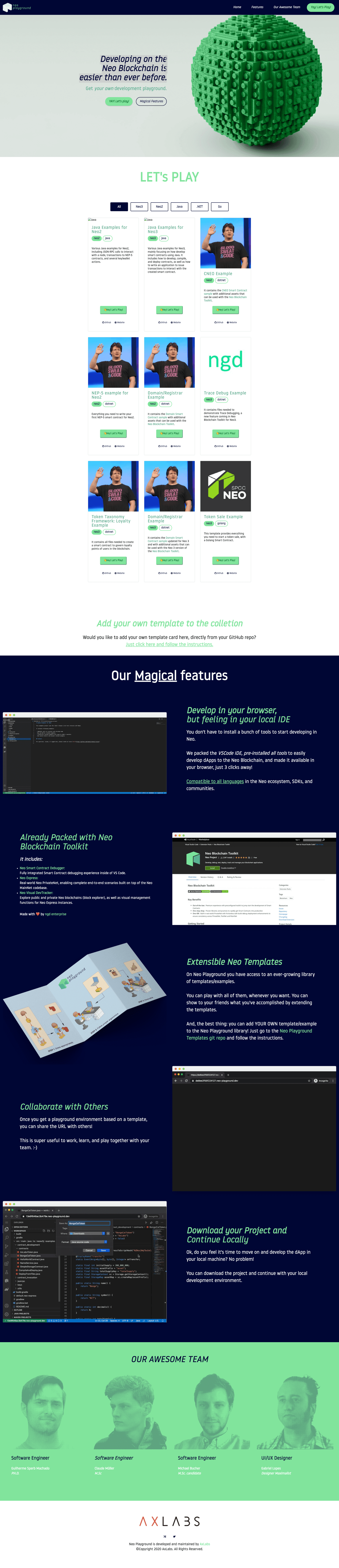 Neo Playground - Landing Page